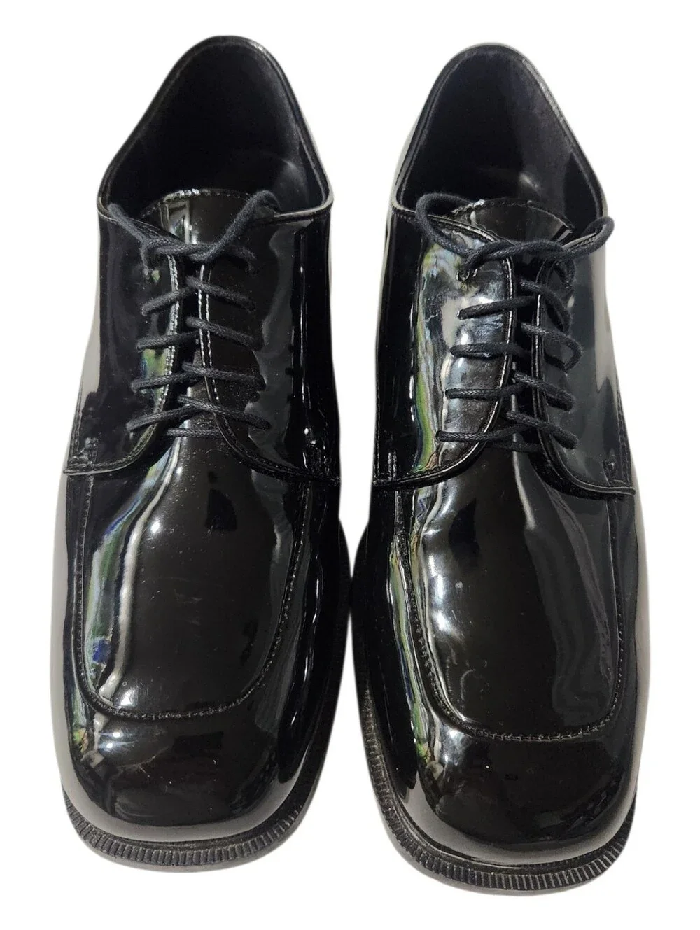 Perry Ellis Evening Black Patent Lace-Up Square Toe Oxfords Size 9M